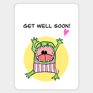 Get well soon! Greeting. Sticker